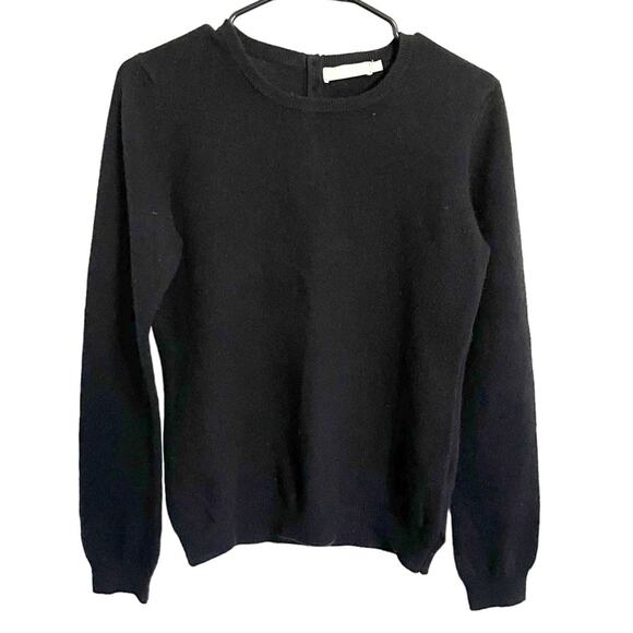 Brodie Fine 100% Cashmere Crewneck Button Back Black Sweater Size Small - Picture 8 of 9